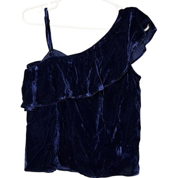 J.O.A. Crushed Velvet Ruffled Top One Shoulder Size S NWT Holiday Party Evening - Picture 3 of 7